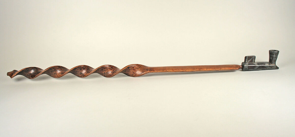 Pipe Bowl and Stem, Wood, lead, Eastern Plains or Ojibwa