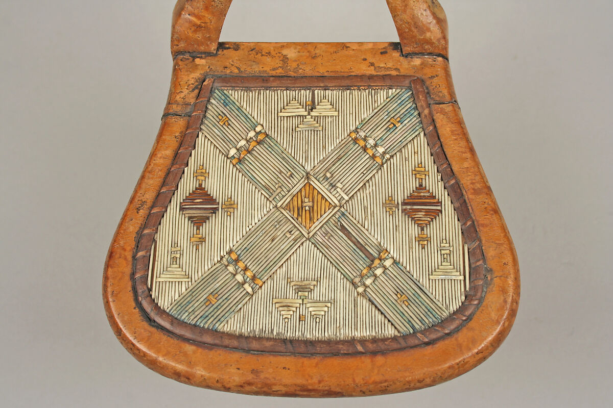 Dollhouse Chair, Wood, birchbark, porcupine quill, Micmac