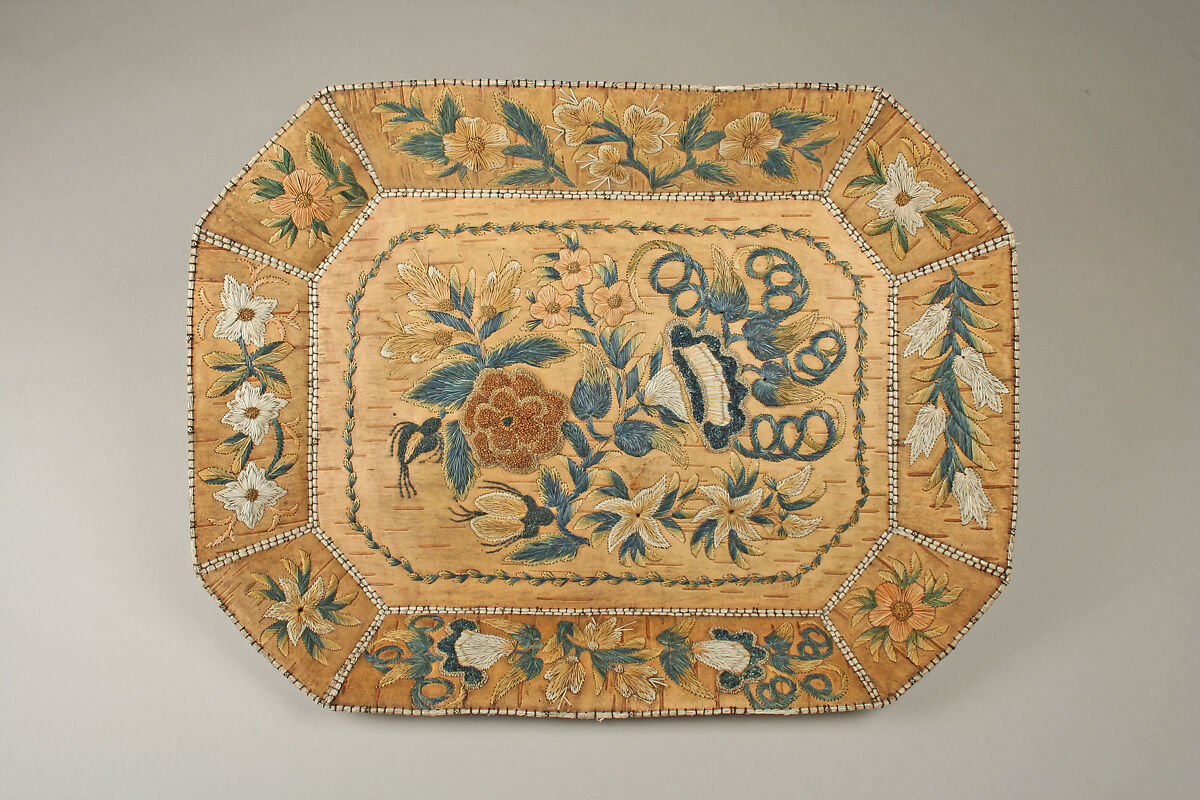 Tray, Birchbark, moosehair, Huron