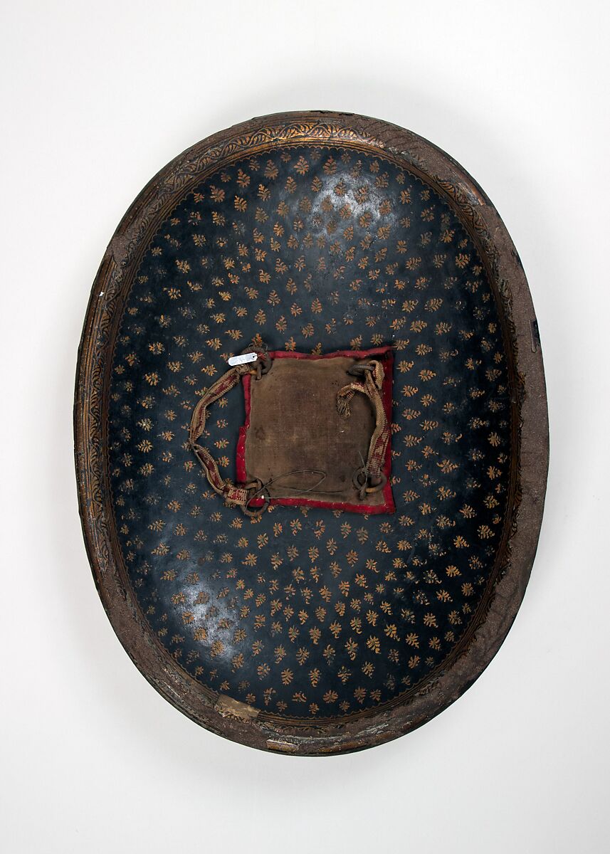 Shield (Dhàl), Leather, textile (velvet), textile, copper alloy, polychromy, Indian