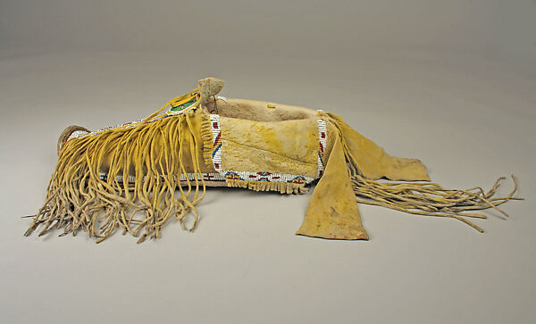 Pair of Moccasins, Native-tanned skin, dye, glass, Kiowa