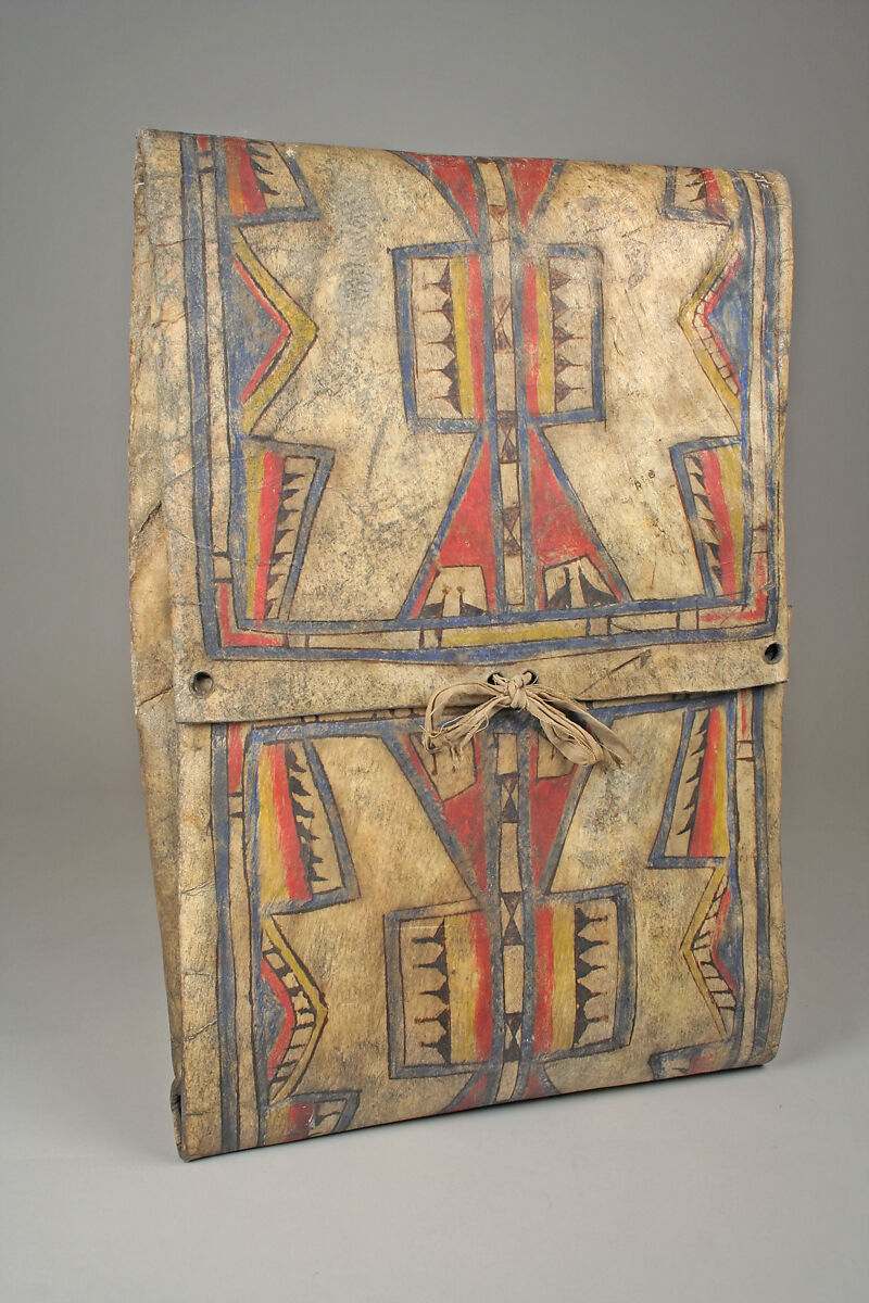 Parfleche, Rawhide, pigment, Native-tanned skin ties, Cheyenne