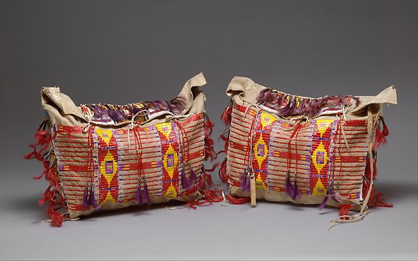 Possible Bag, Native-tanned skin, quill, metal, hair, glass, Sioux