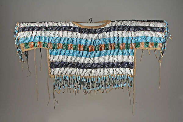 Girl's Cape, Glass, cotton, Native-tanned skin, metal, Blackfoot