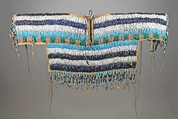 Girl's Cape, Glass, cotton, Native-tanned skin, metal, Blackfoot