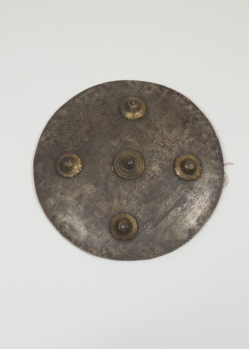 Shield (Dhàl), Steel, copper alloy, leather, Indian 