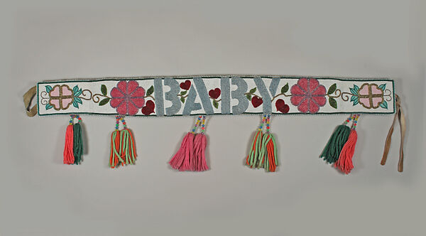 Baby Strap, Alice Frost (First Nation, Gwitchin, Yukon, 1937–Yukon, 1998), Native-tanned skin, glass, plastic, wool