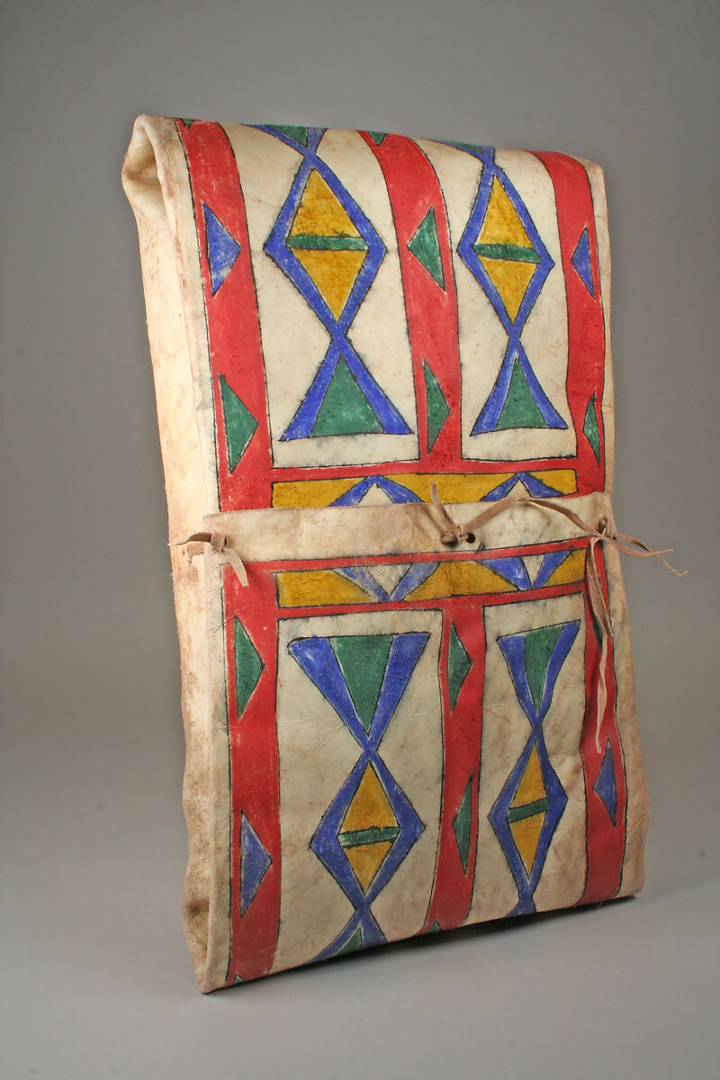 Pair of Parfleches, Rawhide, pigment, Native-tanned skin ties, Brulé Sioux