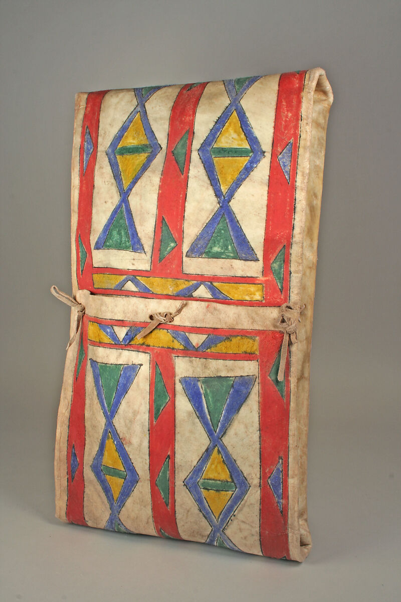 Pair of Parfleches, Rawhide, pigment, Native-tanned skin ties, Brulé Sioux