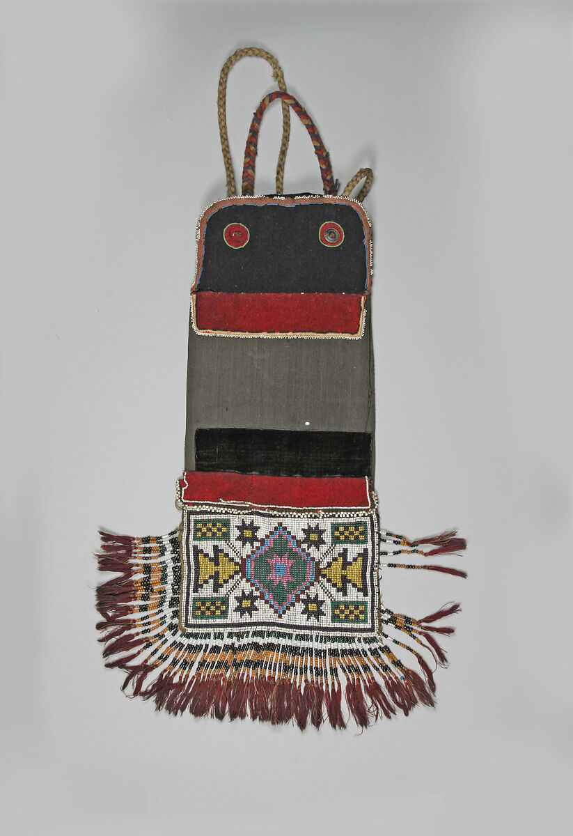 Firebag, Wool, silk, glass, metal, Ojibwa or Cree