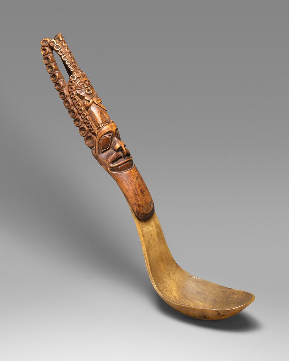 Ladle, Wood, horn, Tlingit 