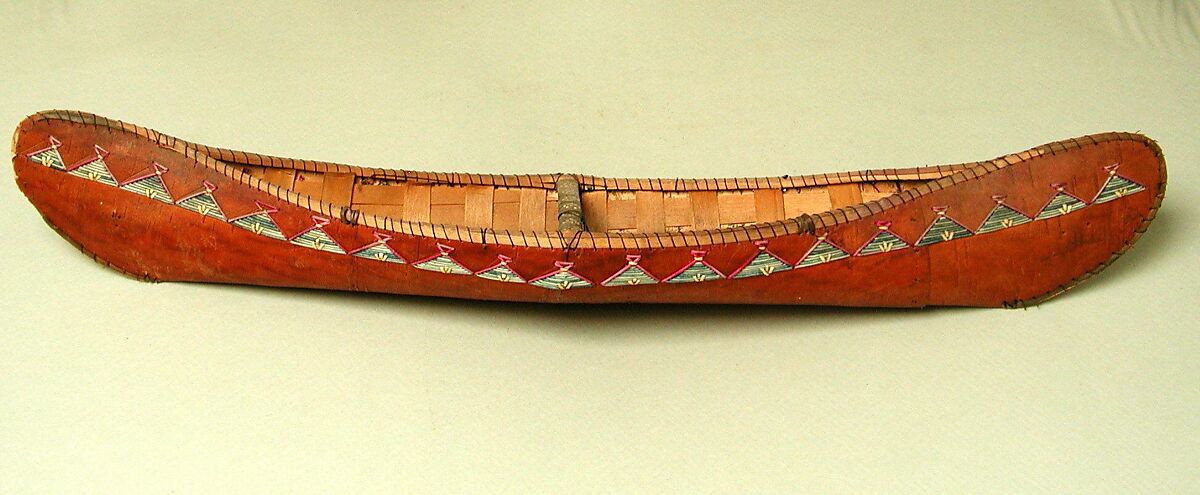 Canoe Model with Dolls, Canoe: Birchbark, wood, quill
Dolls: Silk, cotton, wool, glass, resin, Micmac
