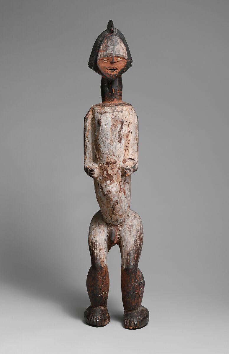 Reliquary: Standing Male Figure, Wood, pigment, cowrie shells, Kota peoples, Mbete group