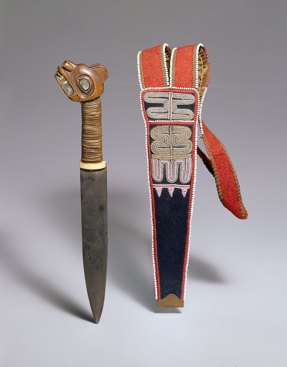 Knife Sheath, Wool and cotton trade cloth, glass and metal beads, Native-tanned skin, Tahltan