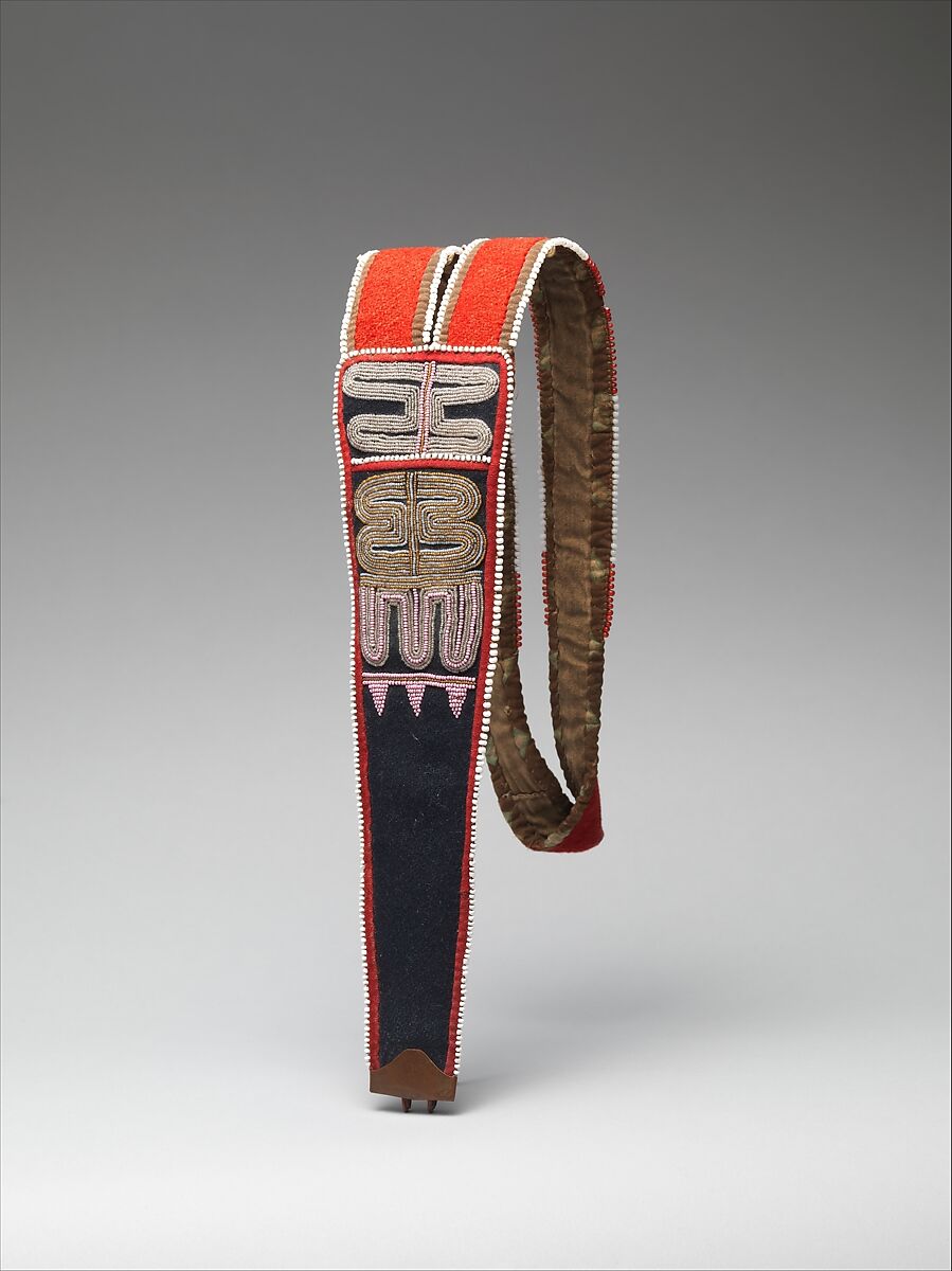 Knife Sheath, Wool and cotton trade cloth, glass and metal beads, Native-tanned skin, Tahltan 