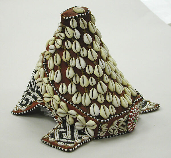 Prestige Cap: Female (Mpaan), Beads, cowrie shells, fiber backing, Kuba peoples