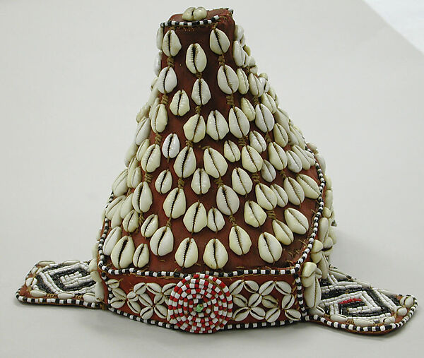 Prestige Cap: Female (Mpaan), Beads, cowrie shells, fiber backing, Kuba peoples 