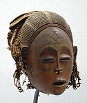 Pwo (female) mask, Chokwe artist, Wood, plant fiber, pigment, fur, metal, Chokwe peoples