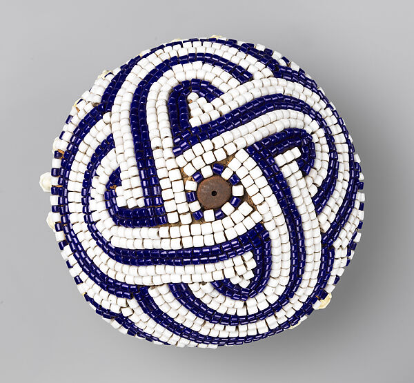 Laket mishiing hat, Kuba artist, Raffia palm fiber, glass beads, cowrie shells, Kuba peoples