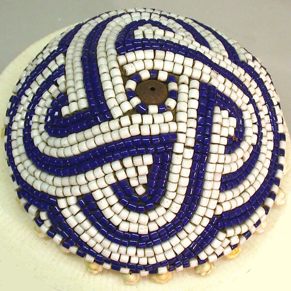 Prestige Cap (Laket mishiing), Raffia palm fiber, glass beads, cowrie shells, Kuba peoples 