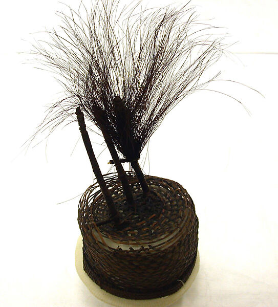 Titleholder's Hat (Laket mishiing), Raffia palm fiber, elephant tail hair, Democratic Republic of Congo 