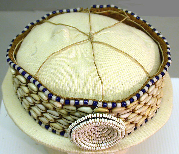 Prestige Cap (Laket mishiing), Raffia palm fiber, cowrie shells, glass beads, Kuba peoples 