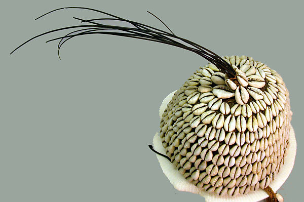 Headdress (Nkumbu), Raffia palm fiber, cowries, and elephant tail hair, Lega