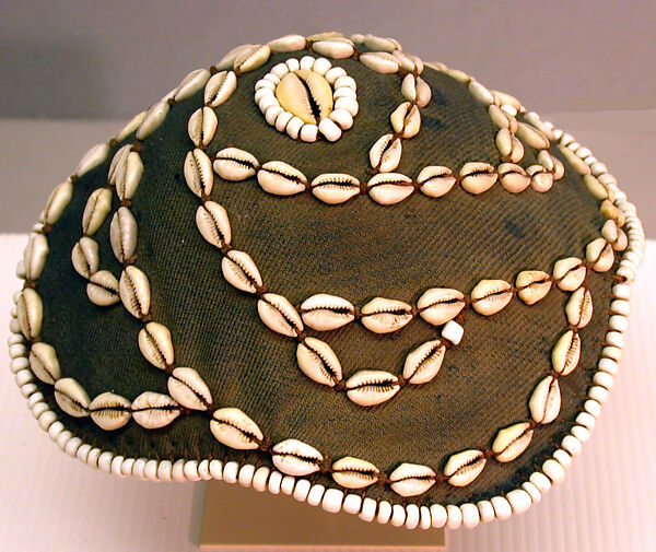 Prestige Cap (Laket mishiing), Raffia palm fiber, cotton cloth, cowrie shells, glass beads, Kuba peoples 