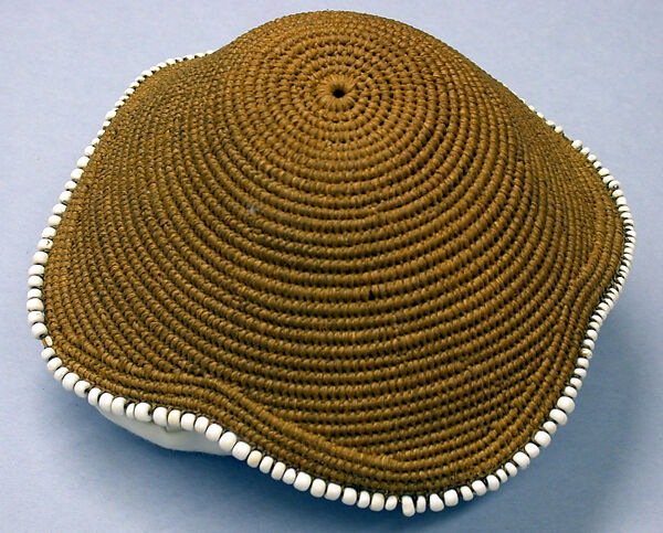 Prestige Cap (Laket mishiing), Raffia palm fiber, glass beads, Kuba peoples 