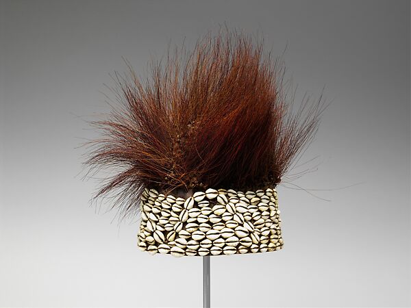 Hat, Fiber, elephant hair (?), cowrie shells, Democratic Republic of Congo 