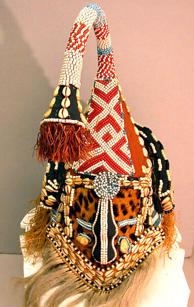 Mask (Mukyeem), Wood, beads, fiber, animal hair, cowrie shells, and cloth, Kuba