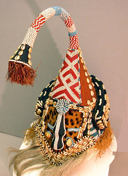 Mask (Mukyeem), Wood, beads, fiber, animal hair, cowrie shells, and cloth, Kuba 