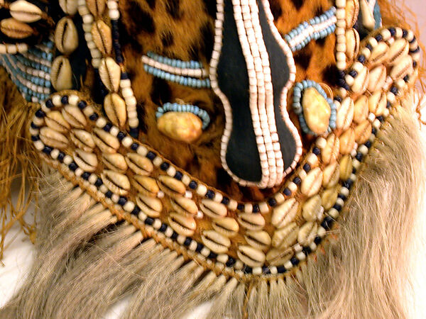 Mask (Mukyeem), Wood, beads, fiber, animal hair, cowrie shells, and cloth, Kuba