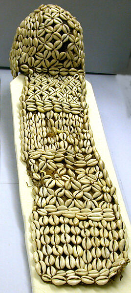 Hat Element, Raffia, cowrie shells, glass beads., Democratic Republic of Congo