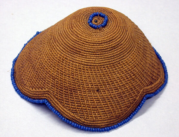 Prestige Cap (Laket mishiing), Raffia palm fiber, glass beads, Kuba 