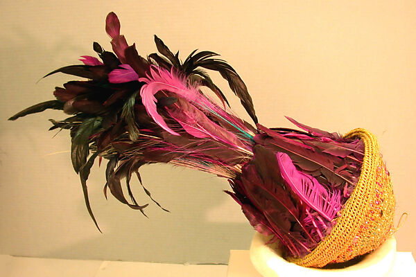 Feather Headdress, Feathers, vine, fiber, cotton cloth, string, Tikar 