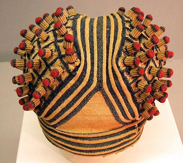 Man's Hat (Ashetu), Cotton, wood, Bamum or Tikar (?) 