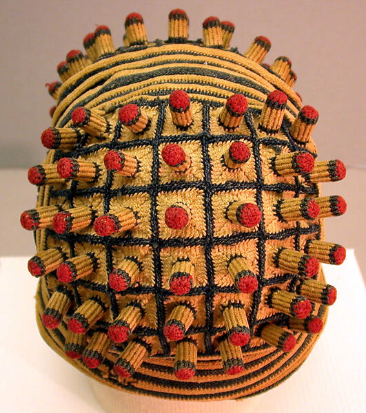 Man's Hat (Ashetu), Cotton, wood, Bamum or Tikar (?)