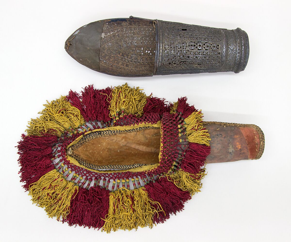 Arm Guard, Steel, silver, textile, Indian, possibly South Indian