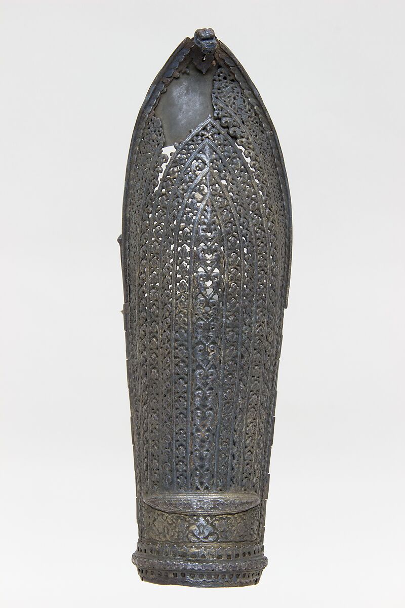 Arm Guard, Steel, silver, textile, Indian, possibly South Indian