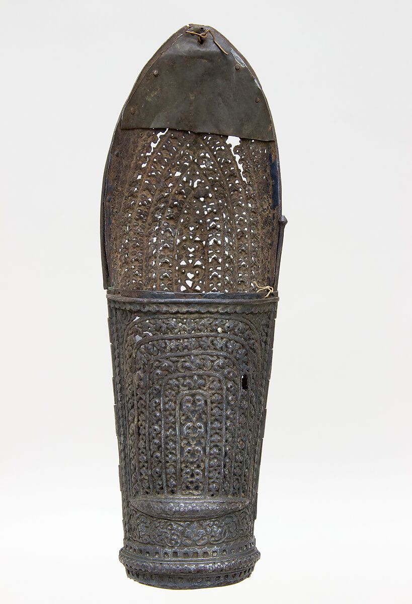 Arm Guard, Steel, silver, textile, Indian, possibly South Indian