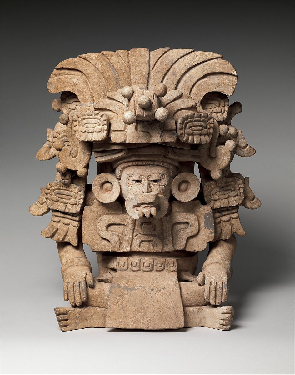 Funerary Urn with Deity, Ceramic, pigments, Monte Alban 