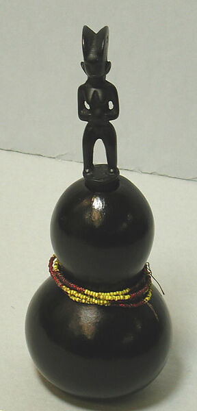 Ritual Vessel: Figurative Stopper, Calabash, wood, beads, Kwere people 