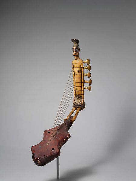 Figurative Harp (Domu), Wood, hide, Mangbetu peoples 