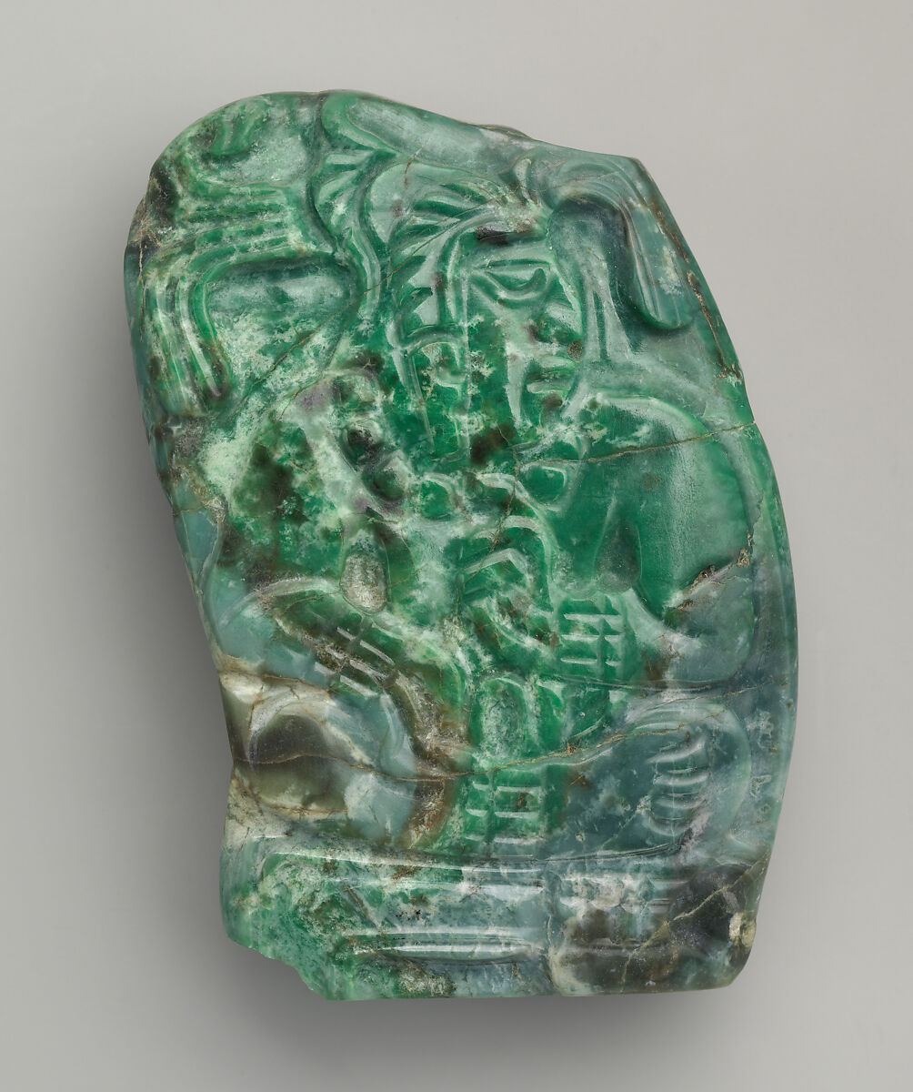 Pendant with Seated Lord, Jadeite, Maya 