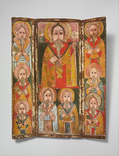 Icon triptych of Ewosṭatewos and eight of his disciples