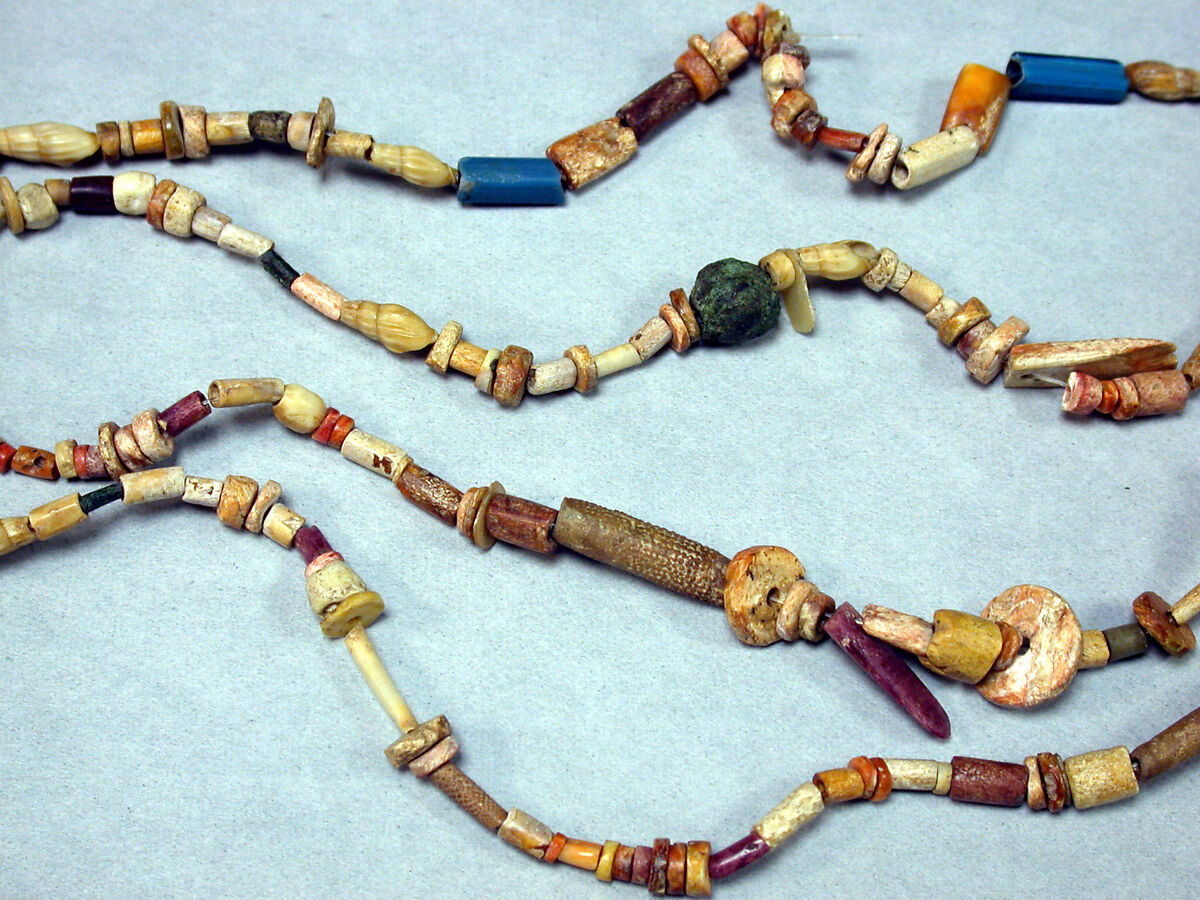Beaded necklace, Glass, shell, stone, bone, coral, Peru; north coast (?)
