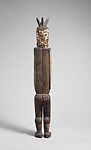 Three-headed male figure, Kuyu artist, Wood, pigment, Kuyu
