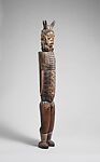 Three-headed male figure, Kuyu artist, Wood, pigment, Kuyu