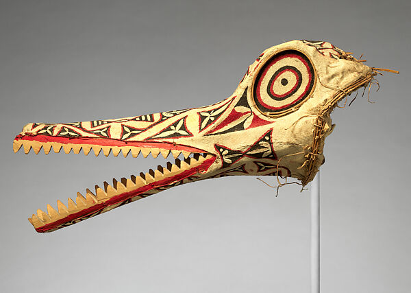 Crocodile mask, Barkcloth, bamboo, wood, paint, Baining
